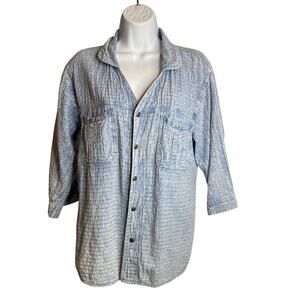 Vintage Ezze Wear Mirage Cotton Gauze Women's Button Up Shirt Size S Oversized‎